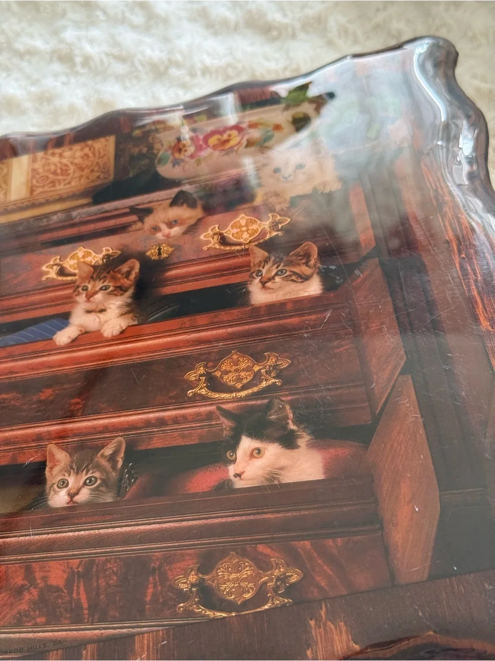 Cats Art Decor Wood Plaque Kittens In Drawers Vintage She Shed Kitsch